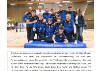 Das Team der Main Kinzig Turner und betreuer - Seite 1 des Artikel aus Vorsprung zum Traumstart