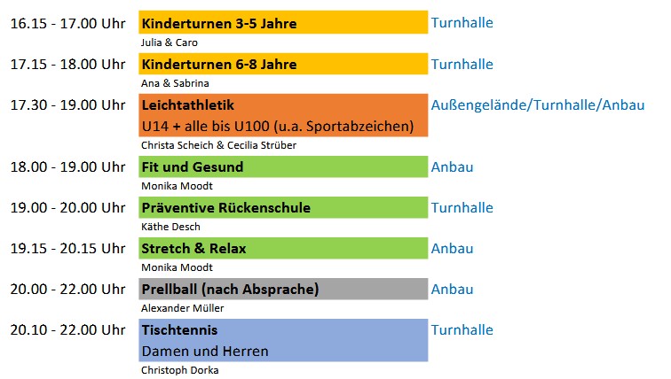 Hallenplan Dienstag