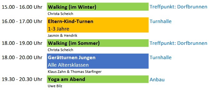 Hallenplan Donnerstag