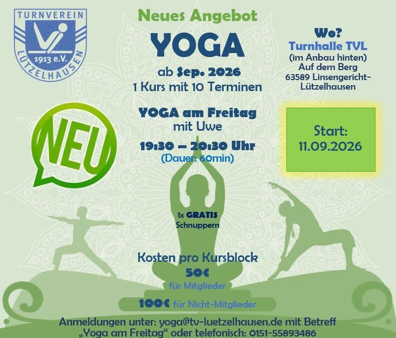 Flyer Yoga am Freitag mit Uwe beim TVL